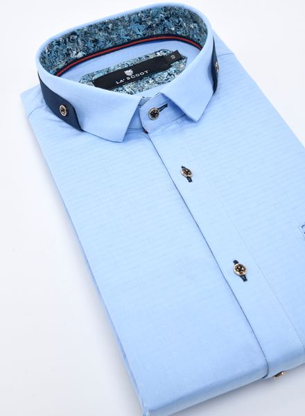 Shirts Cotton Formal Wear Slim Fit Basic Collar Full Sleeve Self La Scoot